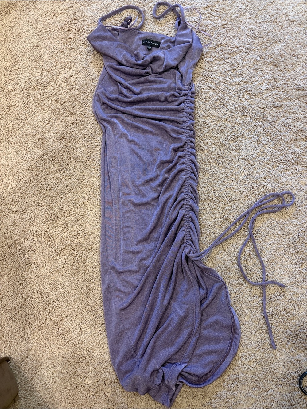 Jluxlabel lilac ruched cowl maxi dress